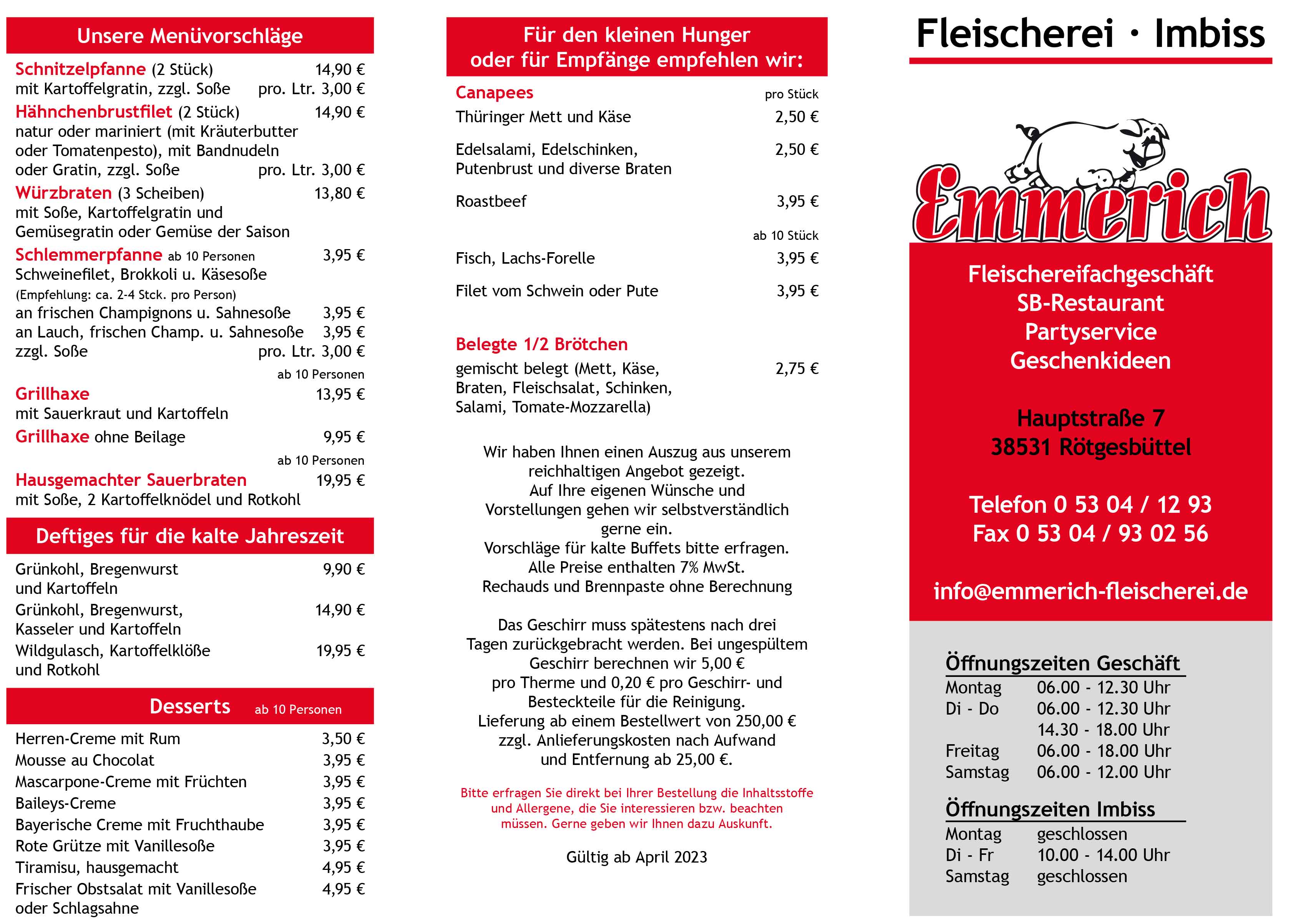 Unser Partyserviceheft