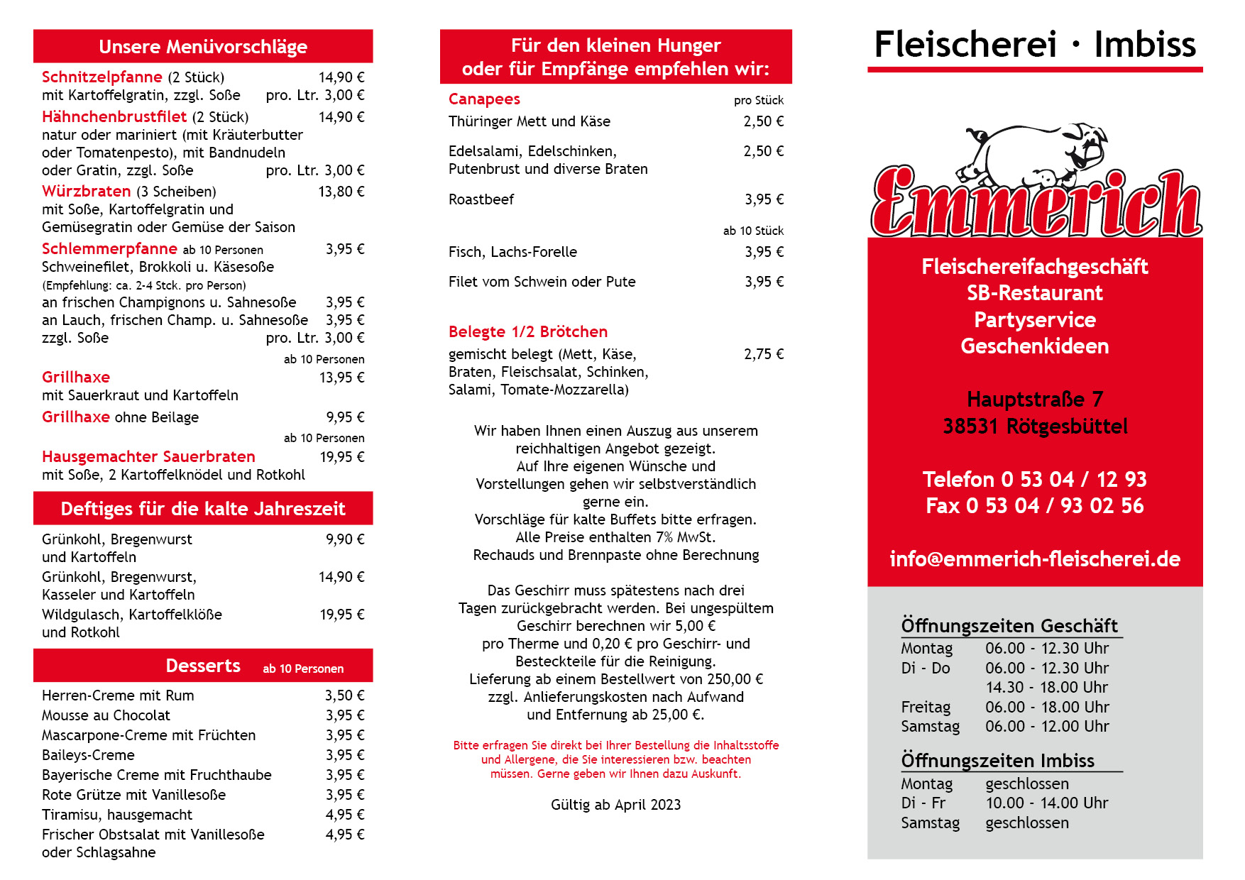 Unser Partyserviceheft